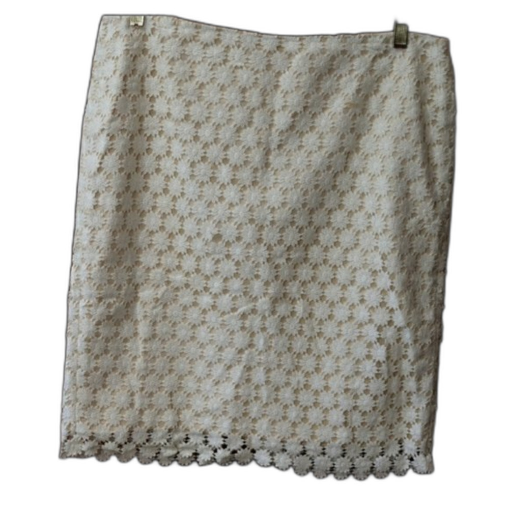 Talbots Cream Lace Overlay Mini Skirt Feminine Business Casual 12